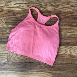 Pink crop sports bra